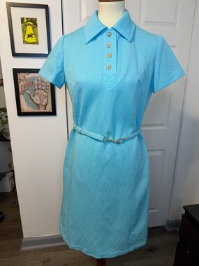 60’s Mod Short Sleeve Collared Mini Dress with Belt